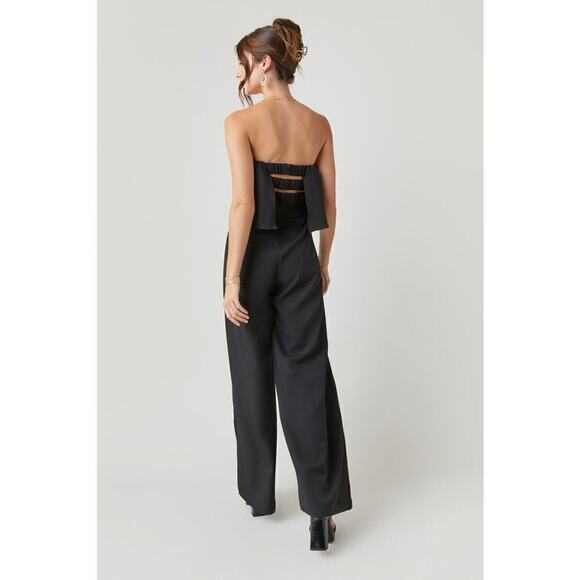 NEW NWT Francesca’s Luciana Strapless Elastic Back Wide Leg Jumpsuit Black XL - Picture 3 of 13